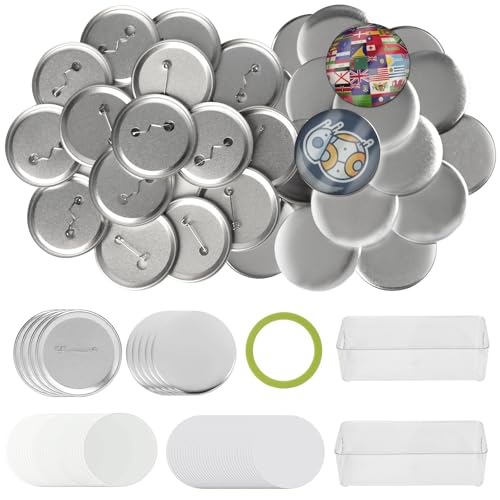 Fesorsi 200 Sets Knopfmacher-Zubehör, 58 mm, Metall, blanko, Metallgehäuse, hintere Anstecknadelabdeckung mit transparenter Kunststofffolie, blanko Papier für DIY-Abzeichen Fesorsi 200 Sets Knopfmacher-Zubehör, 58 mm, Metall, blanko, Metallgehäuse, hintere Anstecknadelabdeckung mit transparenter Kunststofffolie, blanko Papier für DIY-Abzeichen von Fesorsi