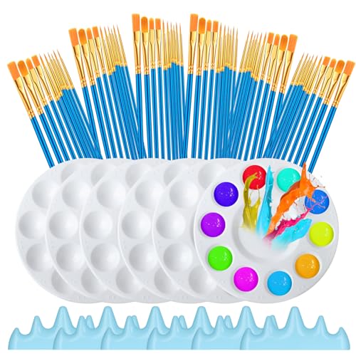 Fesorsi 72-teiliges Pinsel-Set, 16 cm, Malpalette, 6 Packungen, leicht zu reinigen, mit 6 Stifthaltern und 60 Pinseln für Aquarellmalerei, Tintenmalerei, Bastelmalerei Fesorsi 72-teiliges Pinsel-Set, 16 cm, Malpalette, 6 Packungen, leicht zu reinigen, mit 6 Stifthaltern und 60 Pinseln für Aquarellmalerei, Tintenmalerei, Bastelmalerei von Fesorsi