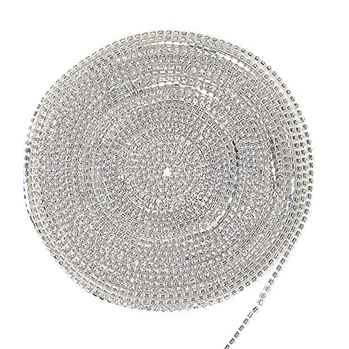 Fest 1 Band 9,1 m, 3 mm Kristall-Strass-Kette für Selbstgemachten Dekorativen Schmuck - Silberne Kristall-Klauenkette, Strass-Cup-Kette, Diamantkette Mit Transparentem Rand von avasee