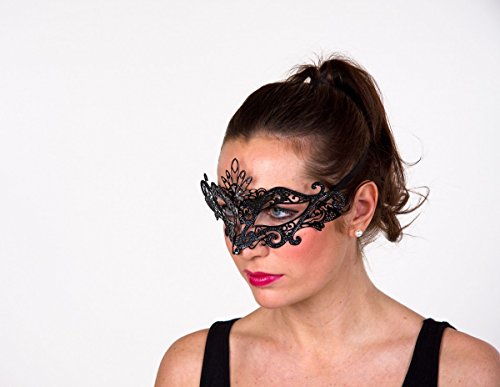 Festartikel Müller Halloween Schmuck-Maske aus Metall in der Farbe Schwarz, Maße: inkl. Verp. ca. 25cm x 10cm x 2cm, 220.237.01 von Festartikel-Müller