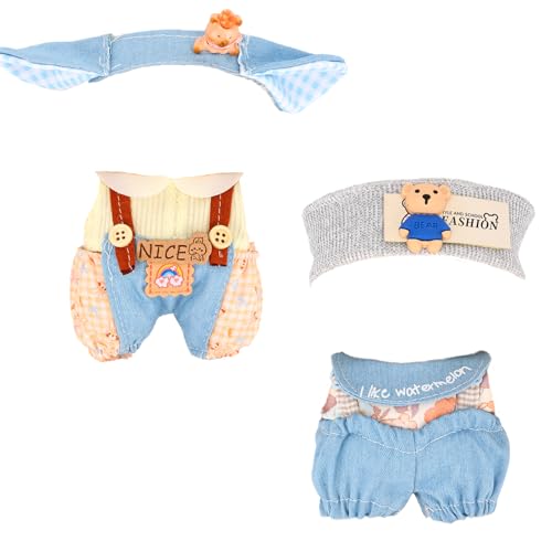 2 Set Niedliche Mini Plüsch Puppen Kleidung Bekleidung Outfit Zubehör für 17cm Puppe Plüschpuppen, DIY Puppenkleidung für Kinder Jungen Mädchen Geschenke (Ohne Puppe) (Blau) von Festfun