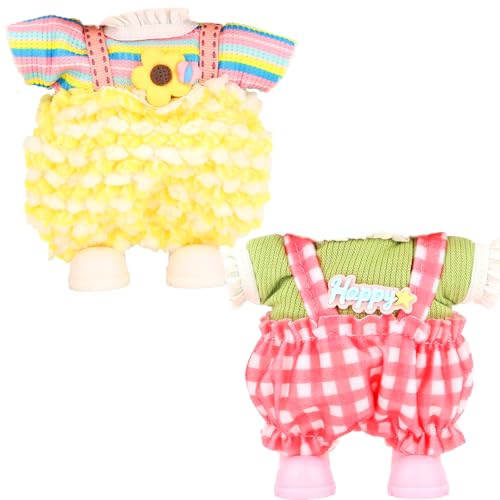 2 Set Niedliche Mini Plüsch Puppen Kleidung Bekleidung Outfit Zubehör für 17cm Puppe Plüschpuppen, DIY Puppenkleidung für Kinder Jungen Mädchen Geschenke (Ohne Puppe) (Pink) von Festfun