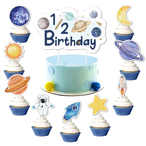 13 Stück Weltraum-Kuchenaufsätze, zum halben Geburtstag, Outspace-Thema, Geburtstagsparty-Dekorationen, 1/2 Geburtstag, Kuchendekoration, Planet, Cupcake-Topper, Astronauten-Kuchendekorationen für 13 Stück Weltraum-Kuchenaufsätze, zum halben Geburtstag, Outspace-Thema, Geburtstagsparty-Dekorationen, 1/2 Geburtstag, Kuchendekoration, Planet, Cupcake-Topper, Astronauten-Kuchendekorationen für von Festiblast