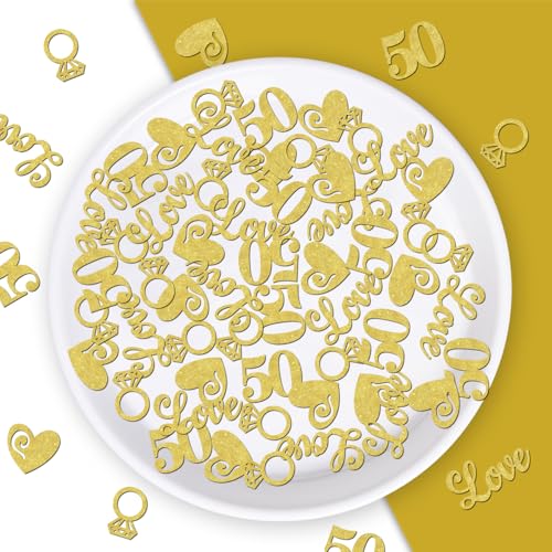 200pcs 50th Wedding Anniversary Glitter Confetti, Gold 50th Happy Anniversary Confetti Table Decoration Golden Wedding Anniversary Decoration DIY Craft Party Decorations von Festiblast