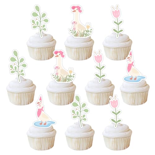36 Stück Gänse-Cupcake-Topper, rosa Gans, Party-Dekorationen, Gänse-Thema, Kuchen-Dessert-Dekoration für Mädchen, 1. Party-Dekoration, Bauernhoftier-Gans, Babyparty, Party, eine alberne 36 Stück Gänse-Cupcake-Topper, rosa Gans, Party-Dekorationen, Gänse-Thema, Kuchen-Dessert-Dekoration für Mädchen, 1. Party-Dekoration, Bauernhoftier-Gans, Babyparty, Party, eine alberne von Festiblast