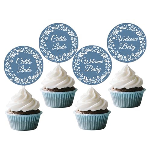 Cielito Lindo Cupcake-Topper, blaues Papier, Picado, Cupcake-Picks, mexikanische Talavera-Babyparty-Dekorationen für Jungen, Babyparty, mexikanischer Cinco de Mayo Fiesta, 36 Stück Cielito Lindo Cupcake-Topper, blaues Papier, Picado, Cupcake-Picks, mexikanische Talavera-Babyparty-Dekorationen für Jungen, Babyparty, mexikanischer Cinco de Mayo Fiesta, 36 Stück von Festiblast
