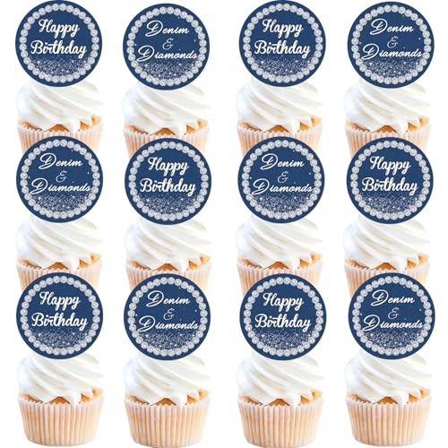 Cupcake-Topper aus Denim und Diamanten, blauer Kristall, Cupcake-Topper, Glitzer, glänzende Denim-Dekorationen, Denim- und Diamanten, Dekorationen für 30. Frauen, glänzend funkelnd, Cupcake-Topper aus Denim und Diamanten, blauer Kristall, Cupcake-Topper, Glitzer, glänzende Denim-Dekorationen, Denim- und Diamanten, Dekorationen für 30. Frauen, glänzend funkelnd, von Festiblast