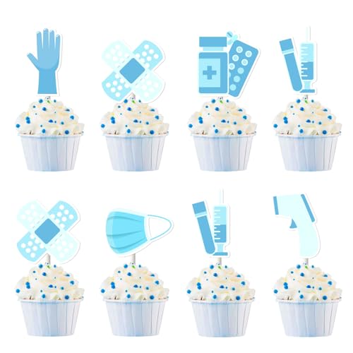 Cupcake-Topper für Krankenschwestern, Schulabschluss, Cupcake-Picks, blau, medizinische RN, Krankenschwester-Grad, Themen-Dekoration für Geburtstag, Ruhestand, Party, Krankenschwesterwoche von Festiblast
