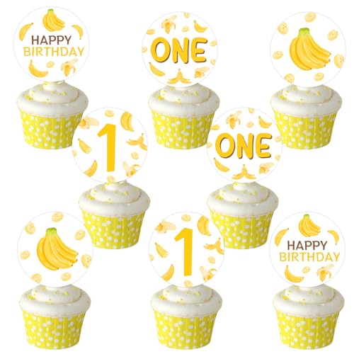 Cupcake-Topper für den 1. Geburtstag, Bananen-Motiv, 36 Stück, Motiv "One Is Banana", Kuchenspieße, Obstkuchendekoration für Mädchen, Jungen, Partyzubehör Cupcake-Topper für den 1. Geburtstag, Bananen-Motiv, 36 Stück, Motiv "One Is Banana", Kuchenspieße, Obstkuchendekoration für Mädchen, Jungen, Partyzubehör von Festiblast