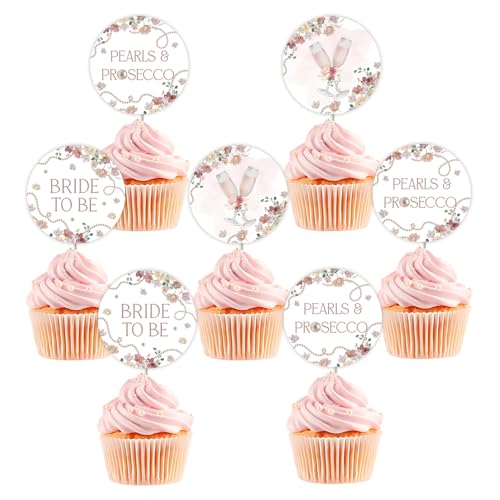 Cupcake-Topper mit Perlen und Prosecco, für Brautparty, Champagner, zukünftige Braut, Cupcake-Topper, Perle, Blumenmuster, Hochzeits-Cupcake-Picks für Frauen, Brautparty, Hochzeit, Cupcake-Topper mit Perlen und Prosecco, für Brautparty, Champagner, zukünftige Braut, Cupcake-Topper, Perle, Blumenmuster, Hochzeits-Cupcake-Picks für Frauen, Brautparty, Hochzeit, von Festiblast