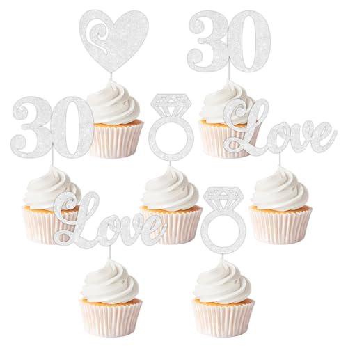 Cupcake-Topper zum 30. Jahrestag, silberfarbene Herz-Kuchenaufsätze, 30 Perlen-Hochzeitstag, Prost bis 30 Jahre, Hochzeit, für Happy 30th Anniversary Feier, Ruhestand, Party, Kuchendekoration, 36 Cupcake-Topper zum 30. Jahrestag, silberfarbene Herz-Kuchenaufsätze, 30 Perlen-Hochzeitstag, Prost bis 30 Jahre, Hochzeit, für Happy 30th Anniversary Feier, Ruhestand, Party, Kuchendekoration, 36 von Festiblast