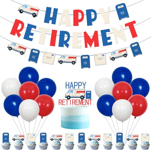 Festiblast Mailman Retirement Decorations, Blue Red Mail Happy Retirement Banner Garland Cake and Cupcake Toppers Balloons Kit for Postal Worker Retired Party Decor Mail Truck Mailbox Pattern Festiblast Mailman Retirement Decorations, Blue Red Mail Happy Retirement Banner Garland Cake and Cupcake Toppers Balloons Kit for Postal Worker Retired Party Decor Mail Truck Mailbox Pattern von Festiblast