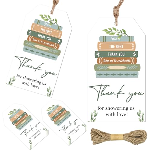 Geschenkanhänger für Babypartys, Geschenkanhänger, 50 Stück, Geschichtenbuch, "Thank You for Showering Us with Love", Geschenkpapier, Geschenkanhänger, Buchclub, Thema, Geburtstagsparty-Dekoration für Geschenkanhänger für Babypartys, Geschenkanhänger, 50 Stück, Geschichtenbuch, "Thank You for Showering Us with Love", Geschenkpapier, Geschenkanhänger, Buchclub, Thema, Geburtstagsparty-Dekoration für von Festiblast