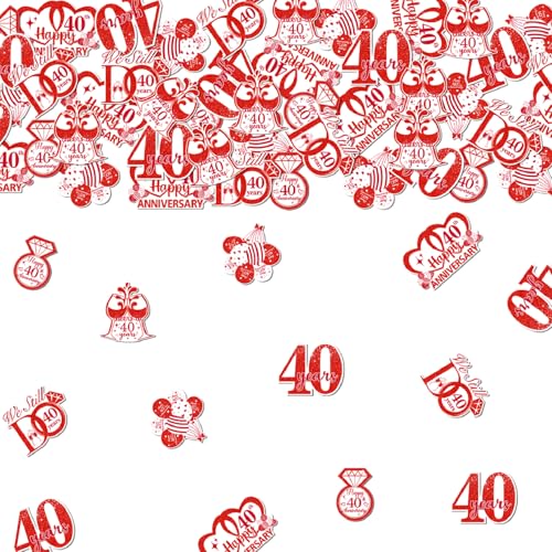 Glitzerkonfetti zum 40. Hochzeitstag, rot, Tischdekoration, 6 Muster, doppelseitig, Hochzeitstag, Dekoration, Basteln, Party-Dekorationen, 200 Stück Glitzerkonfetti zum 40. Hochzeitstag, rot, Tischdekoration, 6 Muster, doppelseitig, Hochzeitstag, Dekoration, Basteln, Party-Dekorationen, 200 Stück von Festiblast