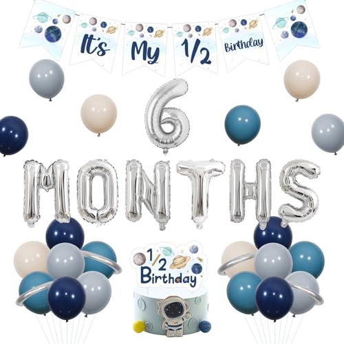 Half Way Around The Sun Geburtstagsdekorationen, Weltraumthema It's My 1/2 Birthday Banner Cake Topper 6 Monate Luftballons Kit für Astronaut Sonnensystem Planet Halbgeburt Party Supplies Half Way Around The Sun Geburtstagsdekorationen, Weltraumthema It's My 1/2 Birthday Banner Cake Topper 6 Monate Luftballons Kit für Astronaut Sonnensystem Planet Halbgeburt Party Supplies von Festiblast