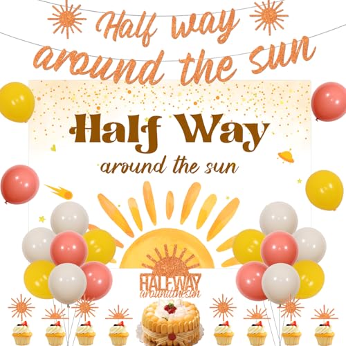 Half Way Around the Sun Dekorationen Half Way Around the Sun Hintergrund Banner 1/2 Geburtstag Kuchen Topper Cupcake Topper 6 Monate Geburtstag Dekorationen Junge Half Way to One Baby Boy Supplies Half Way Around the Sun Dekorationen Half Way Around the Sun Hintergrund Banner 1/2 Geburtstag Kuchen Topper Cupcake Topper 6 Monate Geburtstag Dekorationen Junge Half Way to One Baby Boy Supplies von Festiblast