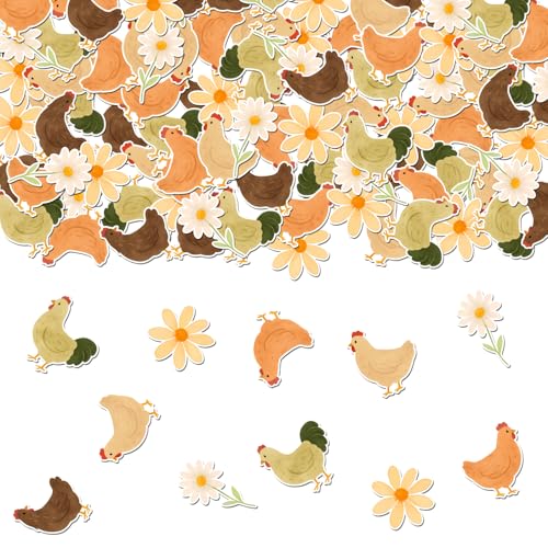 Hühner-Party-Dekorationen, 200 Stück, Hühner-Blumen-Konfetti, Bauernhof-Tier-Thema, Papierstreuung, doppelseitiger Druck, Barnyf, kleines Küken, Tischdekoration für Kinder, Junggesellinnenabschied Hühner-Party-Dekorationen, 200 Stück, Hühner-Blumen-Konfetti, Bauernhof-Tier-Thema, Papierstreuung, doppelseitiger Druck, Barnyf, kleines Küken, Tischdekoration für Kinder, Junggesellinnenabschied von Festiblast
