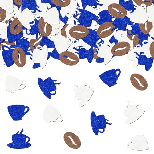 Kaffeekonfetti, 200 Stück, Kaffeetasse, Kaffeebohnen, Tisch-Konfetti, blau-weiß, Kaffee-Thema, Glitzerpapier, Streuungen, Couchtischdekorationen für Kaffeebar, Geburtstag, Junggesellinnenabschied Kaffeekonfetti, 200 Stück, Kaffeetasse, Kaffeebohnen, Tisch-Konfetti, blau-weiß, Kaffee-Thema, Glitzerpapier, Streuungen, Couchtischdekorationen für Kaffeebar, Geburtstag, Junggesellinnenabschied von Festiblast