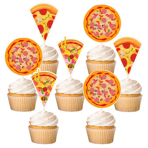 Kleine süße Pizza-Dessert-Cupcake-Topper, Fast Food, leckere Pizza-Themen-Dekoration, Scheiben, Baby-Dekorationen, Jungen und Mädchen, Happy Birthday, Babyparty, Partyzubehör, 36 Stück Kleine süße Pizza-Dessert-Cupcake-Topper, Fast Food, leckere Pizza-Themen-Dekoration, Scheiben, Baby-Dekorationen, Jungen und Mädchen, Happy Birthday, Babyparty, Partyzubehör, 36 Stück von Festiblast