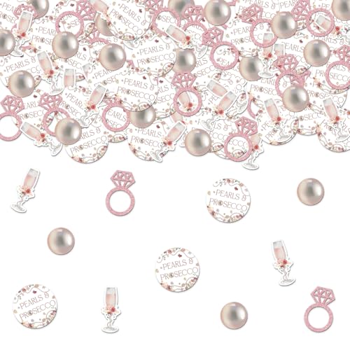Konfetti mit Perlen und Prosecco, rosa Blumen, Champagner, Junggesellinnenabschied, Glitzerring, Tischdekorationen für Junggesellinnenabschied, Brautparty, Verlobung, Party, 200 Stück Konfetti mit Perlen und Prosecco, rosa Blumen, Champagner, Junggesellinnenabschied, Glitzerring, Tischdekorationen für Junggesellinnenabschied, Brautparty, Verlobung, Party, 200 Stück von Festiblast