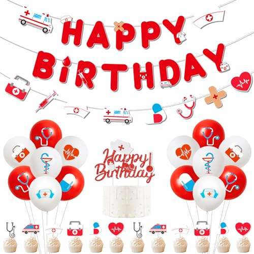 Krankenschwestern Thema Geburtstag Party Dekorationen Happy Birthday Banner Rot Glitzer Kuchen Cupcake Topper Stillhut Gedruckt Latex Ballons Set für Krankenschwester Woche Krankenschwester Tag Krankenschwestern Thema Geburtstag Party Dekorationen Happy Birthday Banner Rot Glitzer Kuchen Cupcake Topper Stillhut Gedruckt Latex Ballons Set für Krankenschwester Woche Krankenschwester Tag von Festiblast