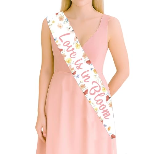 Love Is In Bloom Brautduschschärpe, florales Wildblumen-Thema, Schärpe, Boho-Blume, Brautparty, Dekoration für Frauen, Mädchen, Junggesellinnenabschied, Hochzeit, Verlobung, Party Love Is In Bloom Brautduschschärpe, florales Wildblumen-Thema, Schärpe, Boho-Blume, Brautparty, Dekoration für Frauen, Mädchen, Junggesellinnenabschied, Hochzeit, Verlobung, Party von Festiblast