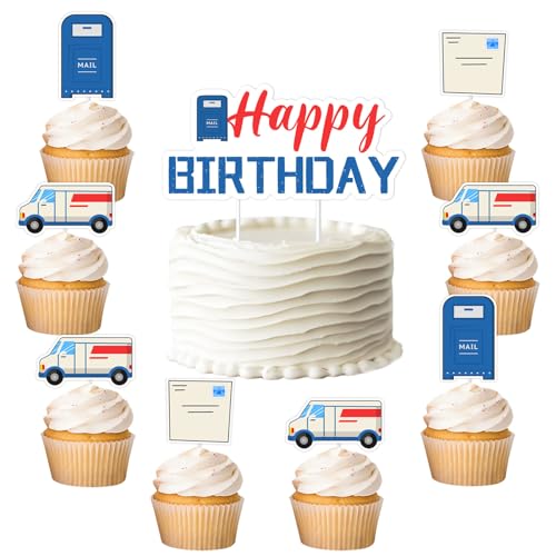 Mailman Geburtstagsfeier Dekorationen 25pcs Post Thema Glückwunsch Geburtstagskuchen Topper Post Truck Postkasten Cupcake Toppers für Postarbeiter Bday Party Supplies Mailman Geburtstagsfeier Dekorationen 25pcs Post Thema Glückwunsch Geburtstagskuchen Topper Post Truck Postkasten Cupcake Toppers für Postarbeiter Bday Party Supplies von Festiblast