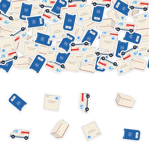 Mailman Party Decorations 200Pcs Mail Theme Confetti Red Blue Mail Truck Mailbox Table Scatters for Postal Worker Birthday Retirement Party Supplies von Festiblast