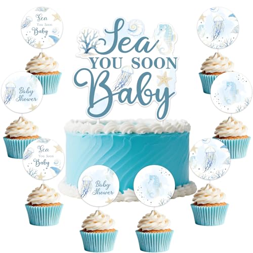 Meer Sie bald Baby Kuchen Toppers 25pcs Ocean Theme Baby Dusche Kuchen und Cupcake Toppers Whale Seahorse Ocean Tiere Dekorationen für Jungen Mädchen Unter dem Meer Dusche Zubehör Meer Sie bald Baby Kuchen Toppers 25pcs Ocean Theme Baby Dusche Kuchen und Cupcake Toppers Whale Seahorse Ocean Tiere Dekorationen für Jungen Mädchen Unter dem Meer Dusche Zubehör von Festiblast