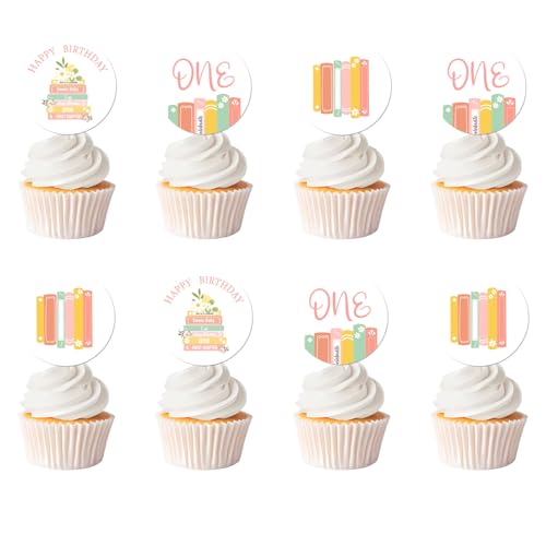 Storybook Babyparty-Dekoration, 36 Stück, Storybook-Thema, Cupcake-Topper, doppelseitiger Druck, 1. Geburtstag, Kuchendekoration für Buch, Babyparty, Geburtstagszubehör von Festiblast