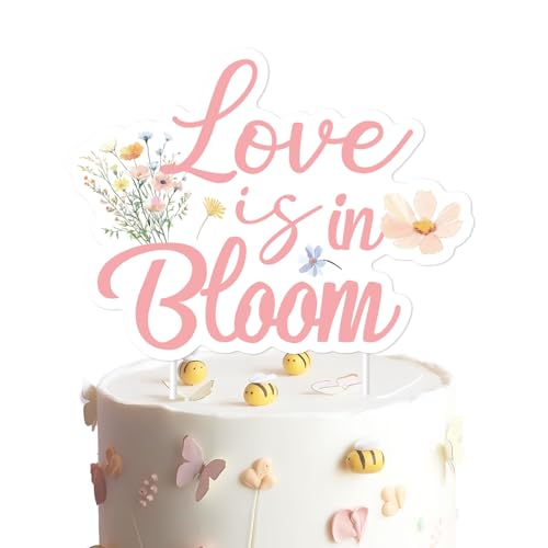Tortenaufsatz "Love is in Bloom" – rosa Blumen-Brautparty-Dekorationen, doppelseitiger Druck, Wildblumen-Thema, Hochzeitstorten-Partyzubehör Tortenaufsatz "Love is in Bloom" – rosa Blumen-Brautparty-Dekorationen, doppelseitiger Druck, Wildblumen-Thema, Hochzeitstorten-Partyzubehör von Festiblast