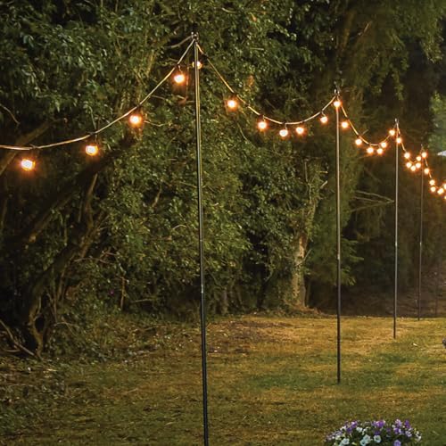 Festive Lights 1,5 m oder 2,4 m lange Girlandenstangen zum Aufhängen von dekorativen Lichtern, Lichterketten, Weihnachtsbeleuchtung – stabile Metallstahl-Gartenhochzeitsfeier (gerades Kopfende) von Festive Lights
