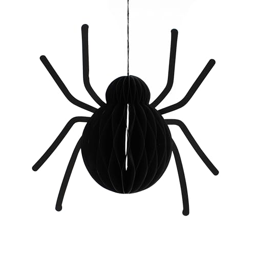 Festliche 20 cm lange schwarze Spinne zum Aufhängen, Halloween-Papierornament mit Glitzerbeinen und Magnetverschluss, Party- oder Klassenzimmer-Dekor von Festive Productions