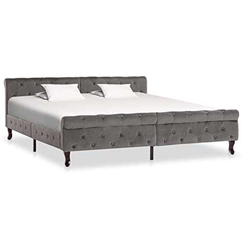 Festnight Bettgestell Polsterbett Doppelbett Samtstoff Designbett Chesterfield Barock Bett Schlafbett Grau Samt 180 x 200 cm Festnight Bettgestell Polsterbett Doppelbett Samtstoff Designbett Chesterfield Barock Bett Schlafbett Grau Samt 180 x 200 cm von Festnight