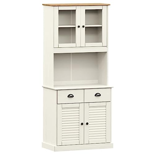 Festnight Küchenbuffet Buffetschrank VIGO Highboard Vintage Küchenschränke Küchenbuffet Kommode Holz Vitrinenschrank Vintage Küchenvitrine Weiß 78x40x175 cm Festnight Küchenbuffet Buffetschrank VIGO Highboard Vintage Küchenschränke Küchenbuffet Kommode Holz Vitrinenschrank Vintage Küchenvitrine Weiß 78x40x175 cm von Festnight