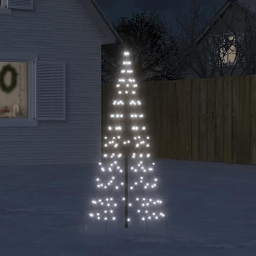 Festnight LED Weihnachtsbaum Außen Fahnenmast,Lichterbaum Aussen,Weihnachtspyramide,Tannenbaum Beleuchtung 200 LEDs Kaltweiß 180 cm Weihnachtsdeko Aussen von Festnight