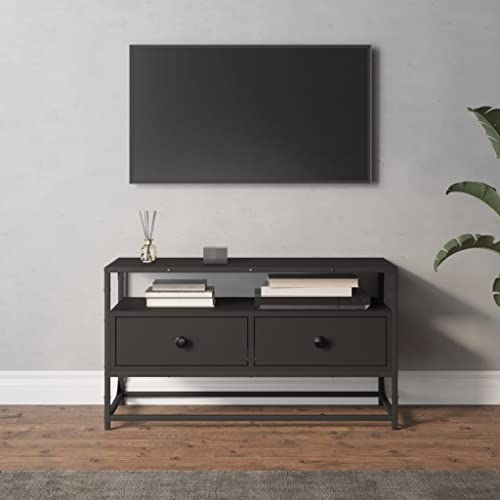 Festnight TV-Schrank TV Bank Holz Fernsehschrank Schwarz Medienschrank TV Kommode Lowboard TV Board TV Sideboard Wohnzimmer 80 x 35 x 45 cm Holzwerkstoff von Festnight