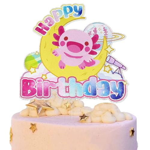 Festus Axolotl Tortenaufsatz, niedliches Axolotl-Geburtstagsparty-Zubehör, verträumter Farbverlauf, Axolotl-Dekoration, Let's Party A Lotl Kuchendekoration, Axolotl-Themen-Partygeschenk für Kinder und von Festus