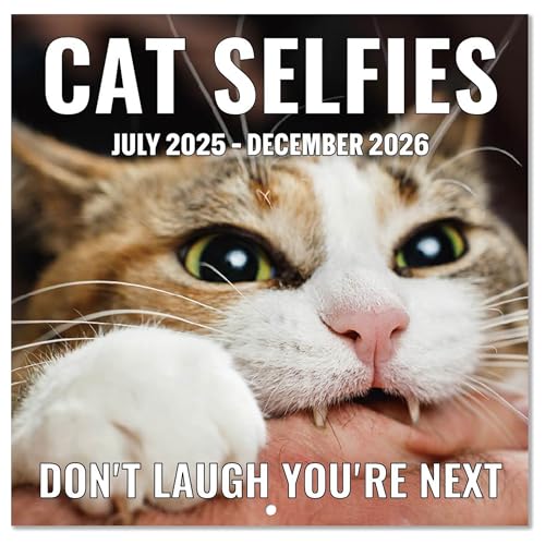 Wandkalender 2025 – Lustiger Katzenkalender 2025, 30,5 x 61 cm (offen), Januar 2025 – Dezember 2025, 12-Monatskalender, schöne Katzenselfies-Kalender, unlinierte Blöcke, dickes Papier, Loch zum von Feteulo