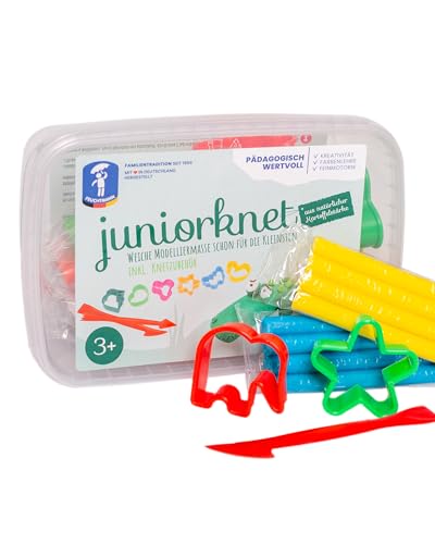 Feuchtmann JUNiORKNET Midi | Knetset 8 x 35g Kinderknete in Stangen mit Formen und Knetwerkzeug | vegane glutenfreie Spielknete | nicht trocknende Knete | ungiftige Modelliermasse für Kinder von Feuchtmann