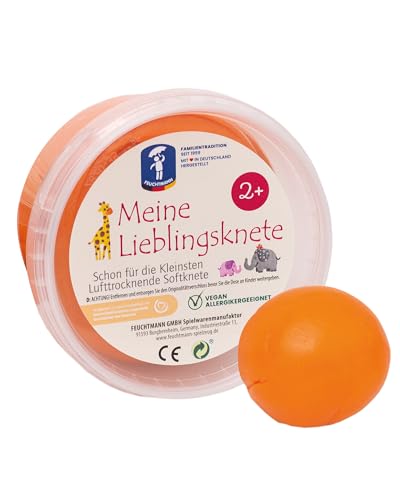 Feuchtmann MEINE LIEBLINGSKNETE Edu Edition | 500g Kinderknete Einzeldose | glutenfreie Spielknete vegan | ungiftige Knete | lufttrocknende Modelliermasse für Kinder, FARBE:Orange von Feuchtmann