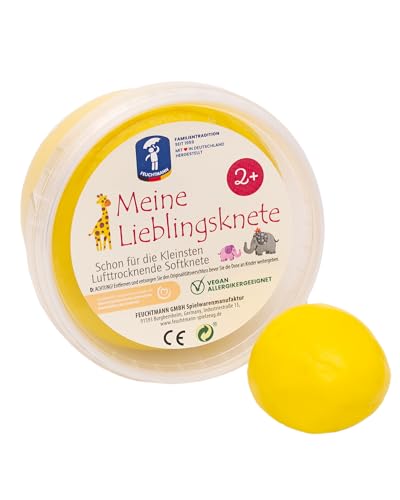 Feuchtmann MEINE LIEBLINGSKNETE Edu Edition | 500g Kinderknete Einzeldose | glutenfreie Spielknete vegan | ungiftige Knete | lufttrocknende Modelliermasse für Kinder, FARBE:Gelb von Feuchtmann