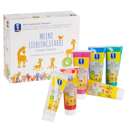 Feuchtmann MEINE LIEBLINGSFARBE Basic I Kinder Fingerfarben 6er Set (6 x 75g) I Kleinkinder Fingermalfarben ungiftig I Fingermalset für kreatives Spielen von Feuchtmann