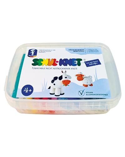 Feuchtmann SCHUL-KNET Box Maxi | Knetset 10 x 40g Kinderknete in Stangen | vegane und glutenfreie Spielknete | nicht trocknende Knete | ungiftige Modelliermasse für Kinder von Feuchtmann