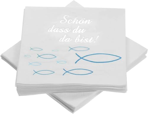 Servietten für Kommunion, Konfirmation und Taufe, 40 Stück, mit Fisch-Motiv Servietten für Kommunion, Konfirmation und Taufe, 40 Stück, mit Fisch-Motiv von Fexinshern