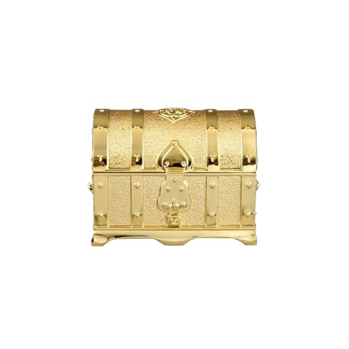 Feyarl Pirat Schatztruhe Gold Schmuckkästchen Schmuck Aufbewahrungbox Schmuckschatullen Retro Schatzkiste für Kinder Weihnachten Geburtstag Geschenk (Klein) von Feyarl