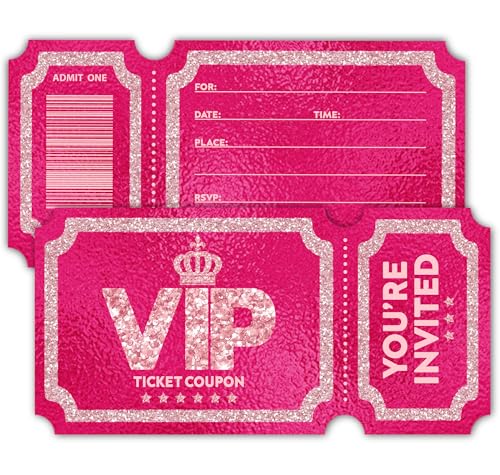 Feyerr Rosa VIP Party Einladungen für Mädchen, 30 doppelseitig gestaltete Geburtstagsparty-Einladungen mit Umschlägen Feyerr Rosa VIP Party Einladungen für Mädchen, 30 doppelseitig gestaltete Geburtstagsparty-Einladungen mit Umschlägen von Feyerr