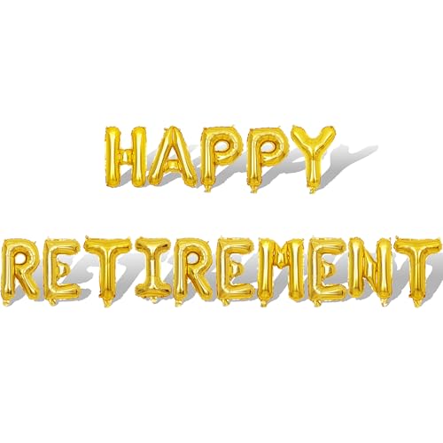 2 Set mit 30 goldfarbenen Buchstabenballons "Happy Retirement", 40,6 cm, Ballon-Folie, Buchstaben-Dekorationen, Party-Dekoration, goldene Buchstabenballons, Happy Retirement, Partyzubehör 2 Set mit 30 goldfarbenen Buchstabenballons "Happy Retirement", 40,6 cm, Ballon-Folie, Buchstaben-Dekorationen, Party-Dekoration, goldene Buchstabenballons, Happy Retirement, Partyzubehör von Fezava