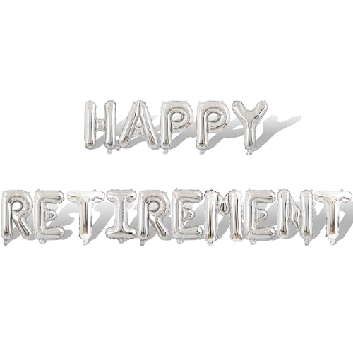 2 Set mit 30 silberfarbenen Buchstabenballons "Happy Retirement", 40,6 cm, Folien-Buchstaben-Dekorationen, Partydekoration, silberfarbene Buchstabenballons, Happy Retirement, Partyzubehör 2 Set mit 30 silberfarbenen Buchstabenballons "Happy Retirement", 40,6 cm, Folien-Buchstaben-Dekorationen, Partydekoration, silberfarbene Buchstabenballons, Happy Retirement, Partyzubehör von Fezava