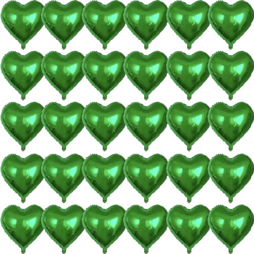 30 Stück grüne Herz-Luftballons, 45,7 cm, Folie, herzförmig, 45,7 cm, Helium-Mylar-Ballons, Folienballon-Dekoration für Frauen, Mädchen, Kinder, Valentinstag, Geburtstag, Hochzeit, Antrag 30 Stück grüne Herz-Luftballons, 45,7 cm, Folie, herzförmig, 45,7 cm, Helium-Mylar-Ballons, Folienballon-Dekoration für Frauen, Mädchen, Kinder, Valentinstag, Geburtstag, Hochzeit, Antrag von Fezava